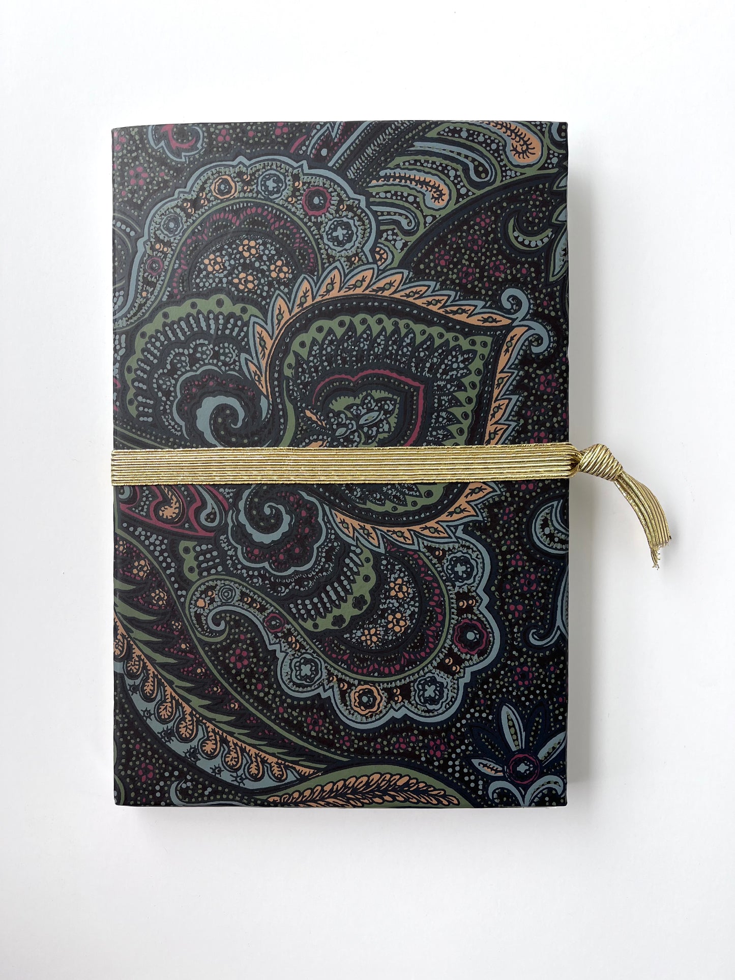 Handmade Fine Art Journal with Vintage Black Paisley Wallpaper Cover