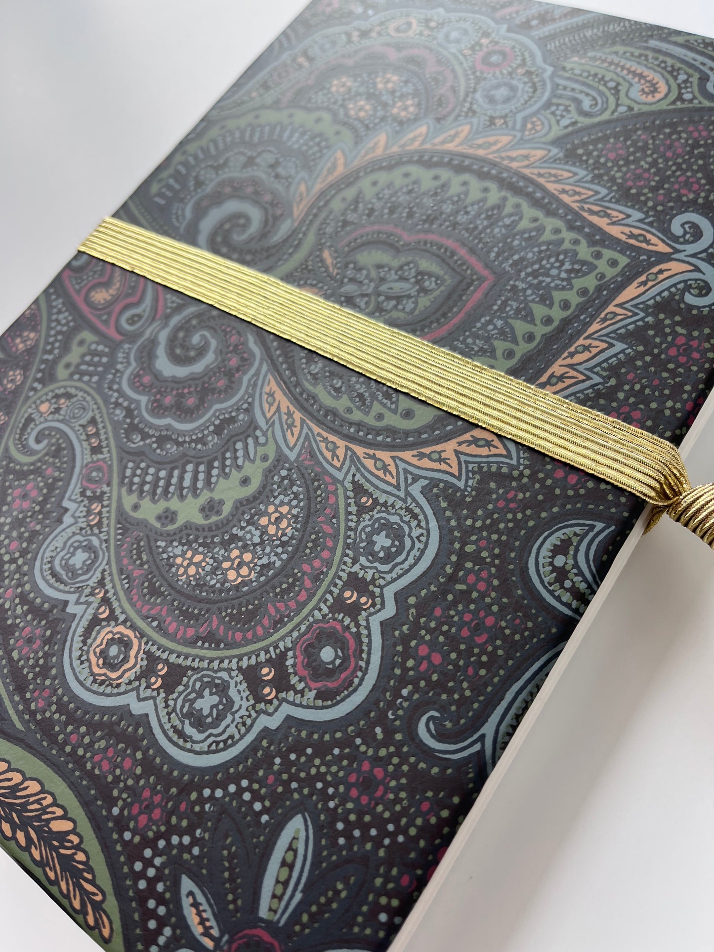 Handmade Fine Art Journal with Vintage Black Paisley Wallpaper Cover