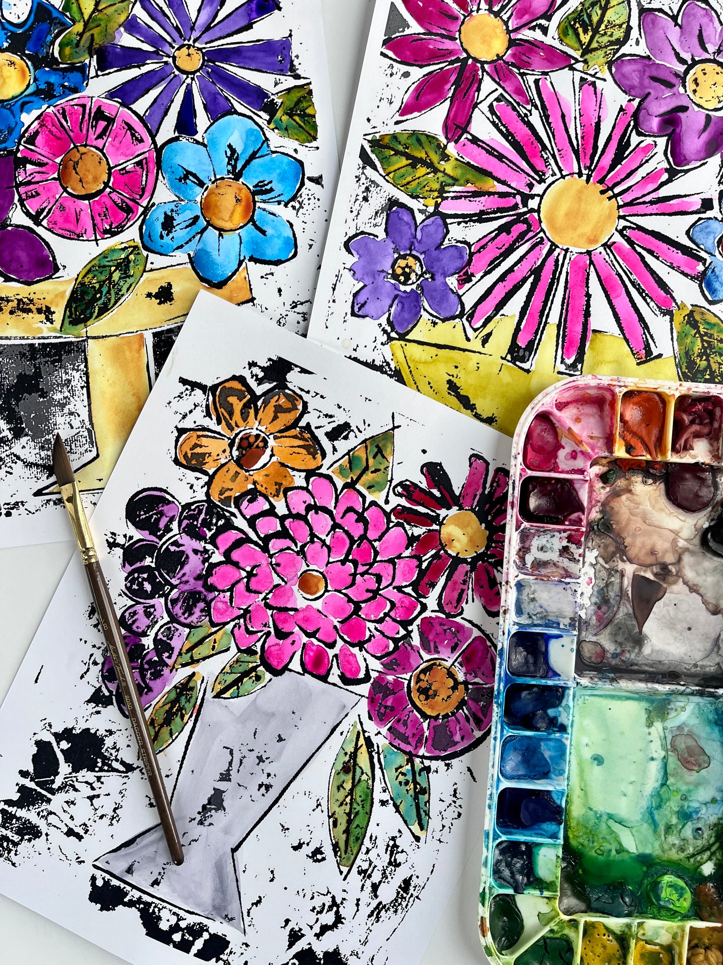PAINTERLY FLORALS:  3 COLORING PAGES DIGITAL DOWNLOAD